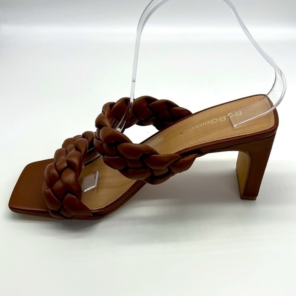 BCBGENERATION- Brown Braided Sounder Square Slip On Open Toe Sandals Size 8.5 - Picture 6 of 14